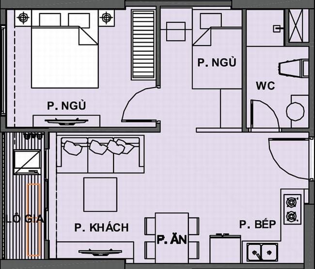 layout can ho 1 phong nghu